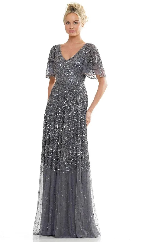 Layered Style Marsoni by Colors MV1259 - Flutter Sleeve Sequin Evening Dress