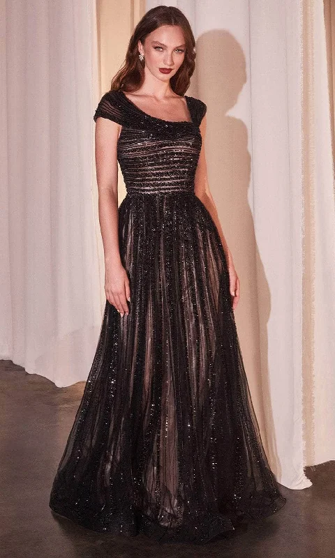 Stylish Fit Cinderella Divine CD0238 - Cap Sleeve Sequined Prom Gown