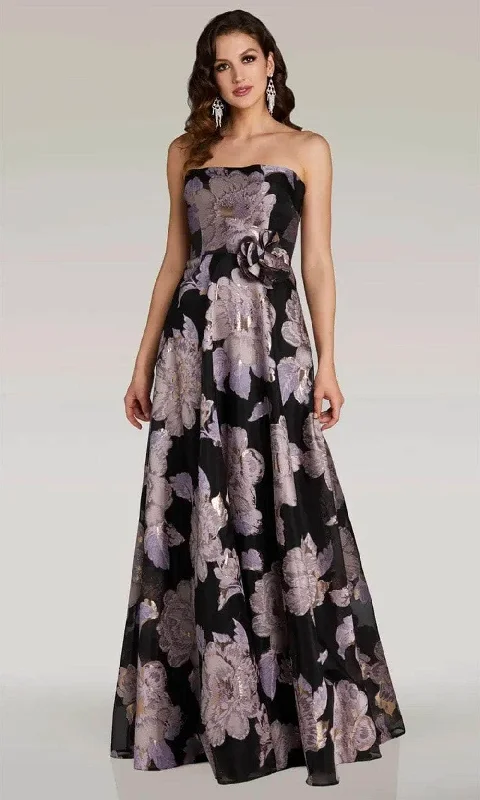 Relaxed Jackets Gia Franco 12373 - Floral A-Line Evening Dress