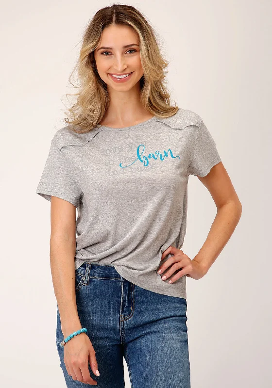 Cozy Essentials Wear Roper Womens Love You Barn Grey Poly/Rayon S/S T-Shirt