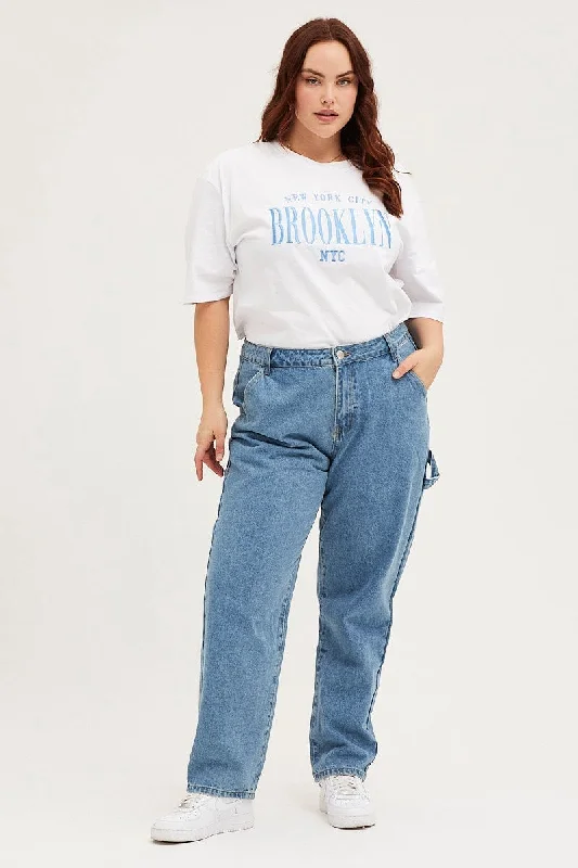 Casual Fit Blue High Rise Carpenter Denim Jeans