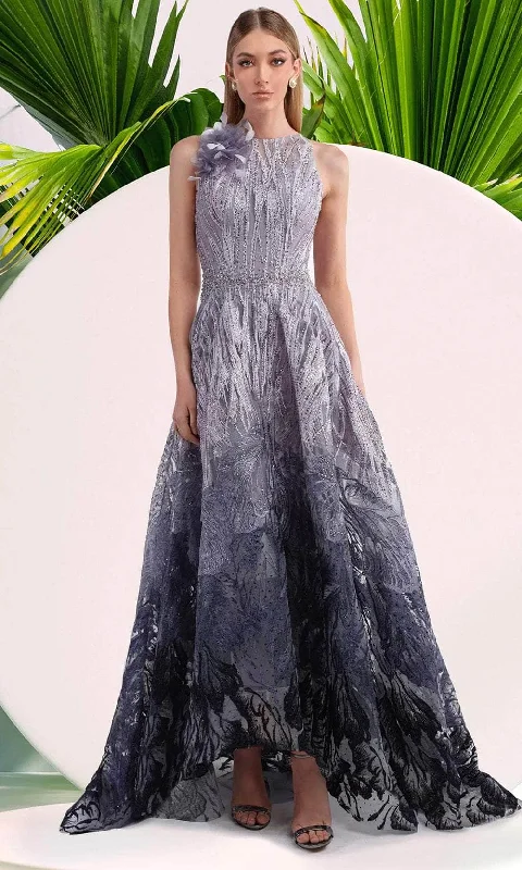 Cozy Lounge Wear Janique 622067 - Sleeveless Floral Accent A-Line Gown