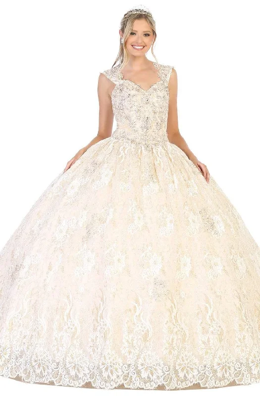 Versatile Casuals May Queen - LK131 Embroidered V-neck Ballgown