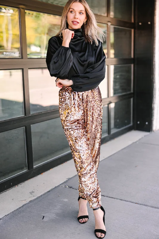 Light Fit Living On Love Copper Sequin Joggers