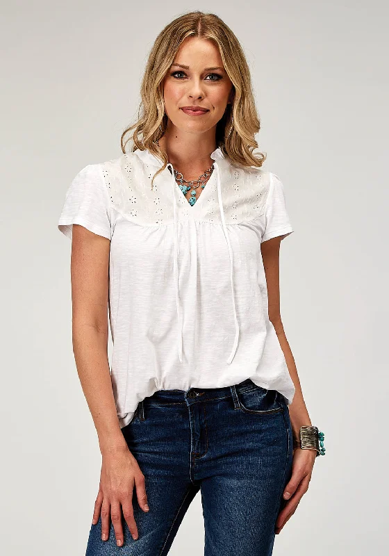 Relaxed Fit Wear Roper Womens Victorian Shiffley White 100% Cotton S/S Shirt