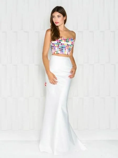Elegant Casuals Colors Dress - Colorful Print Two-Piece Evening Gown 1716
