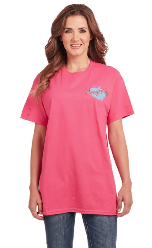 Soft Feel Cowgirl Up Womens Roam Free Boyfriend Pink 100% Cotton S/S T-Shirt