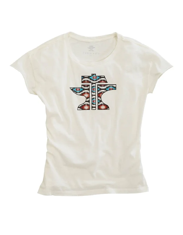 Cozy Chic Trends Tin Haul Womens Logo Aztec White 100% Cotton S/S T-Shirt