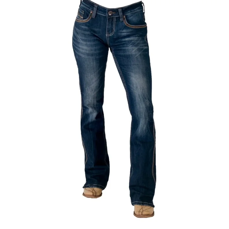 Elegant Wear Cowgirl Tuff Western Jeans Womens Conqueror Bootcut Dark Wash JCONQU