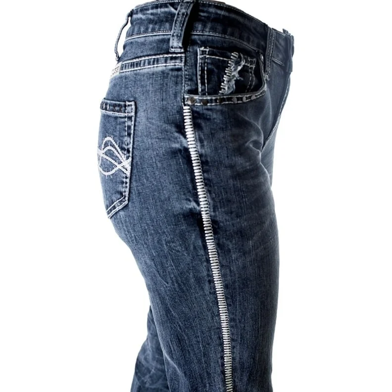 Sporty Wear Cowgirl Tuff Western Jeans Womens Lightning Bootcut Med Wash JLGTNG