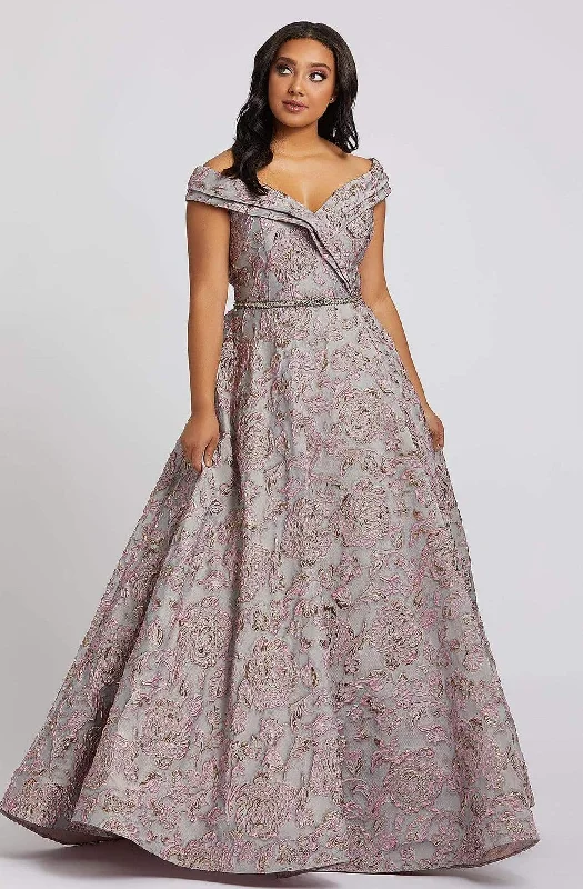 Relaxed Tops Mac Duggal Fabulouss - 77738F Embossed Floral Prints A-line Dress