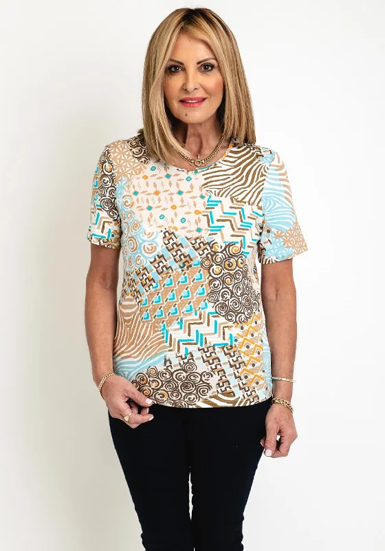 Breezy Outfits Barbara Lebek Round Neck Aztec Top, Multi