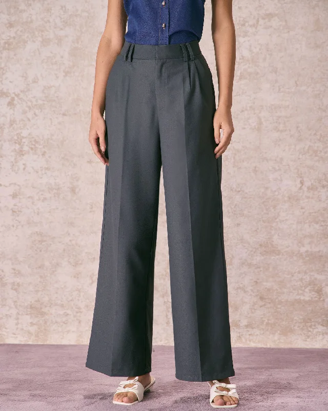 All-Day Style The Grey High Waisted Pleated Straight Pants