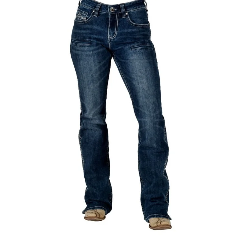 Relaxed Weekend Wear Cowgirl Tuff Western Jeans Womens ZigZag Bootcut Dark Wash JZIGBT Relaxed Weekend Wear Cowgirl Tuff Western Jeans Womens ZigZag Bootcut Dark Wash JZIGBT