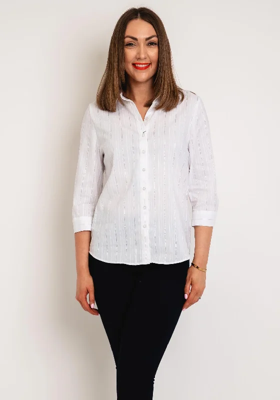 Light Fit Erfo Metallic Striped Shirt, White