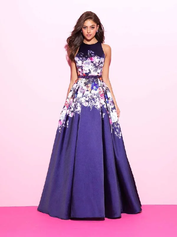 Timeless Outfits Madison James - Floral Printed Pleated Evening Dress 17-299 - 1 pc Nv In Size 10 Available Timeless Outfits Madison James - Floral Printed Pleated Evening Dress 17-299 - 1 pc Nv In Size 10 Available