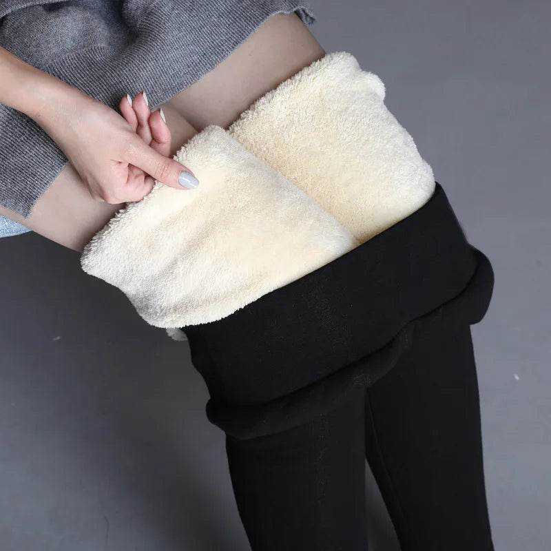 Versatile Style Thermal Leggings Women Winter Warm High Waist Simplicity Warm Pants Fashion Black Elasticity Autumn Velvet Comfortable Leggins