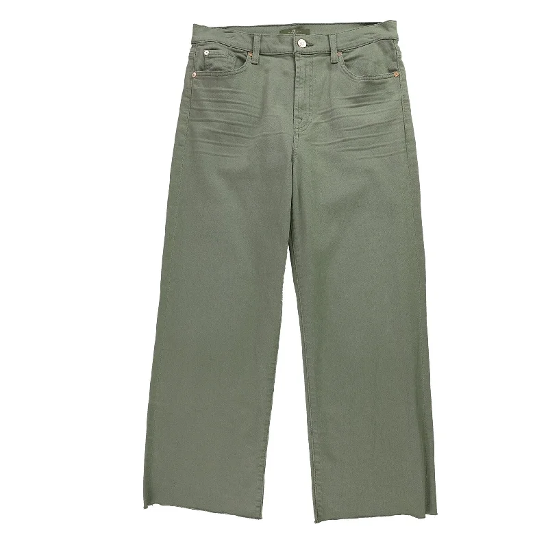 Cozy Knits 7 For All ManKind Womens Alexa Cropped Wide Leg Jeans, Green, 30