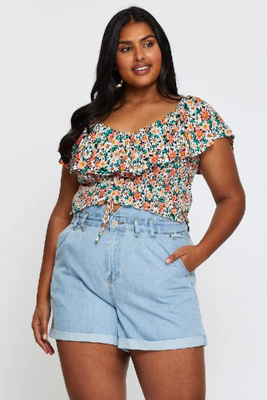 Relaxed Clothing Blue Denim Shorts High Rise Relaxed