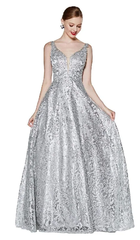 Cozy Street Style Cinderella Divine - Floral Glitter Plunging V-Neck Gown ML929 - 1 pc Silver In Size 5X Available Cozy Street Style Cinderella Divine - Floral Glitter Plunging V-Neck Gown ML929 - 1 pc Silver In Size 5X Available