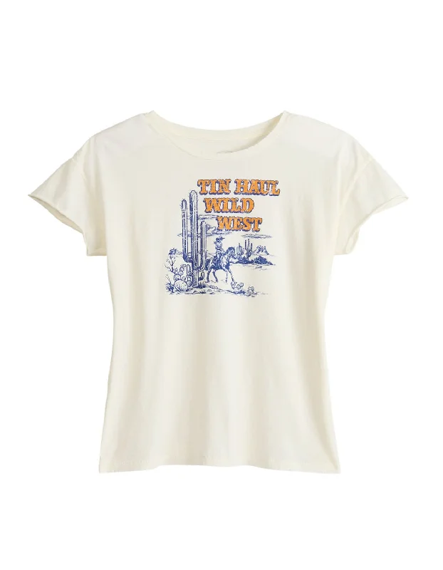 Easy Wear Chic Tin Haul Womens Wild Wild West White 100% Cotton S/S T-Shirt