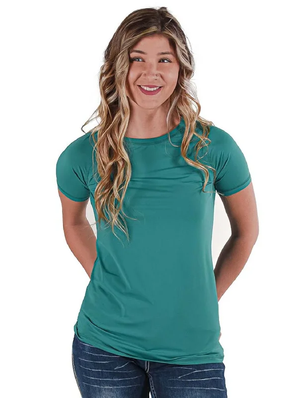 Urban Chic Cowgirl Tuff Womens Cooling UPF Raglan Baseball Jade Nylon S/S T-Shirt