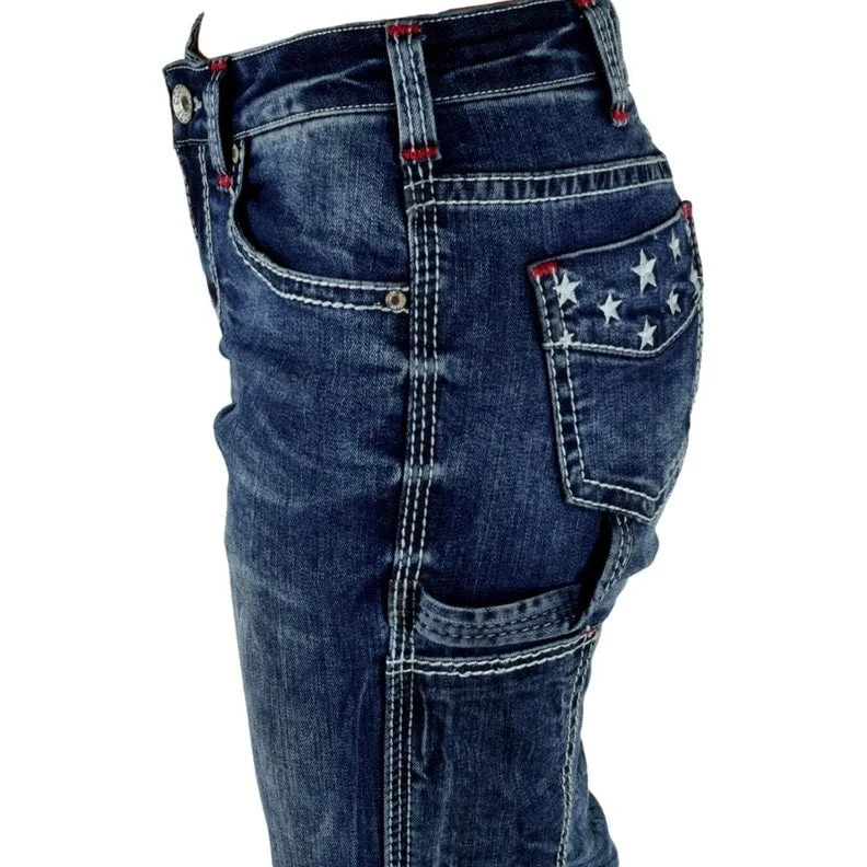 Layered Style Cowgirl Tuff Western Jeans Womens American Carpenter Med Wash JAMERP Layered Style Cowgirl Tuff Western Jeans Womens American Carpenter Med Wash JAMERP