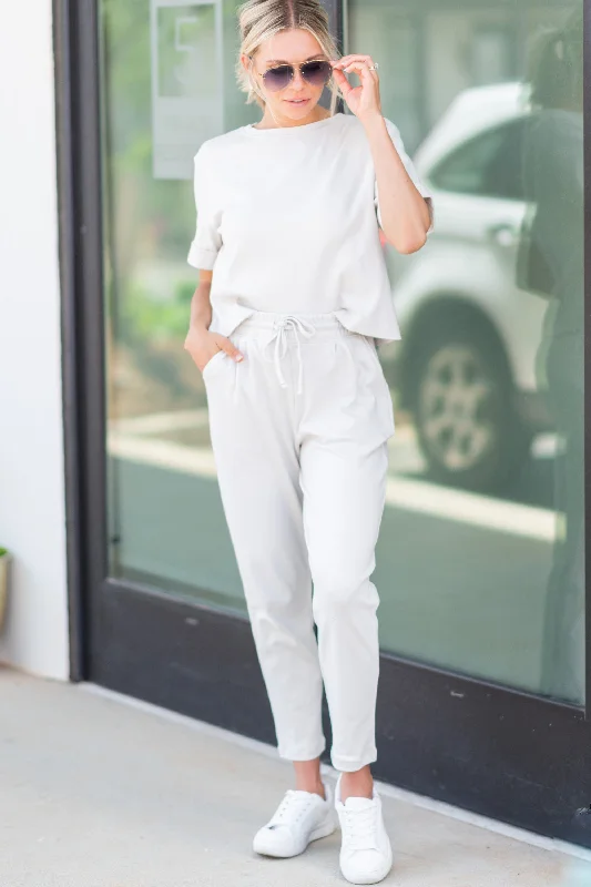 Relaxed Tops Kept Promises Bone White Lounge Set