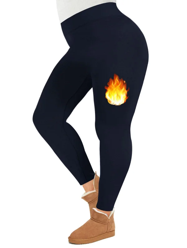Effortless Dressing Plus Size Fleece Lined Leggings Women - Navy Blue