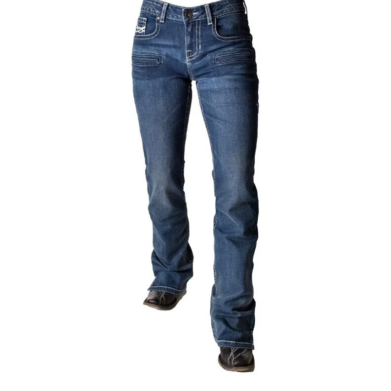 Casual Chic Looks Cowgirl Tuff Western Jeans Womens Classic Legendary Med Wash JLEGLT