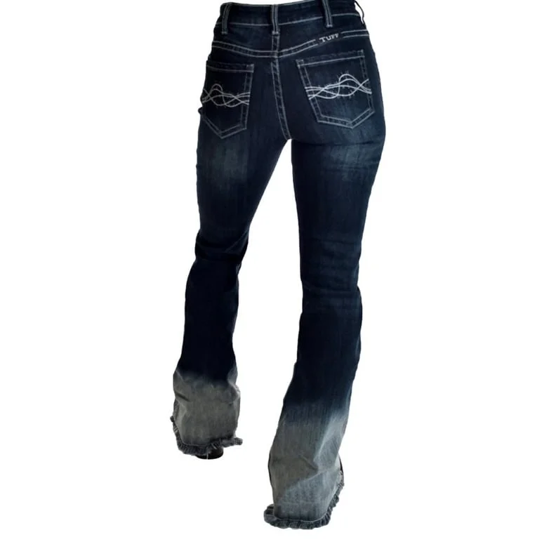 Casual Fit Wear Cowgirl Tuff Western Jeans Womens Starry Night Flare Dark Wash JSTARY