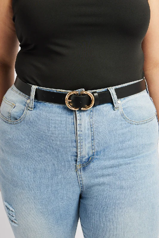 Cozy Essentials Black Twist Buckle Waist and Hip Jeans Belt