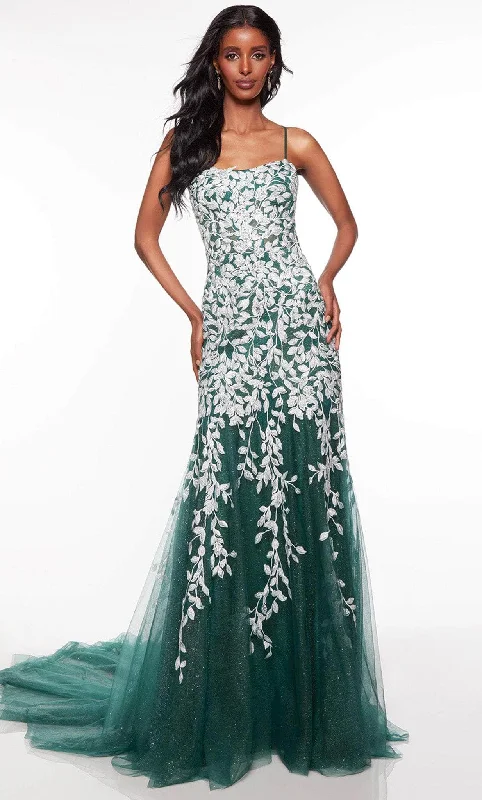 Casual Fit Alyce Paris 61418 - Scoop Foliage Appliqued Prom Gown