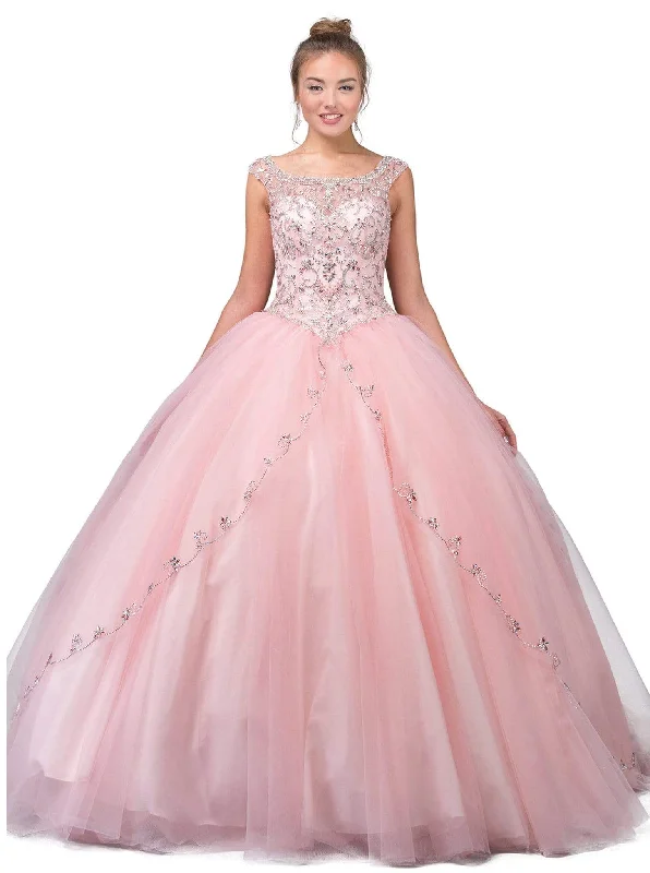 Cozy Outerwear Dancing Queen - 1267 Cap Sleeves Embellished Quinceanera Ballgown