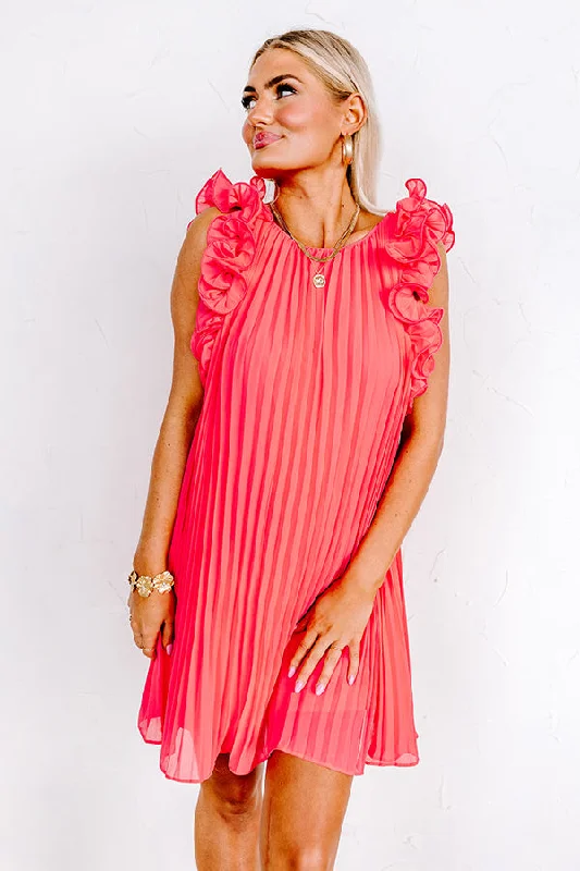 Modern Chic Honeysuckle Dreams Pleated Dress In Calypso