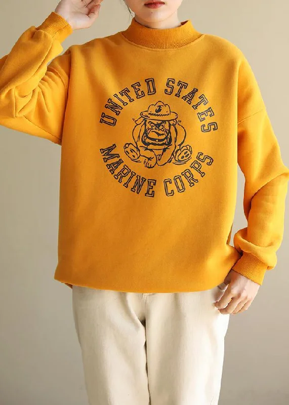 Comfy Layers Beautiful yellow cotton tunics for women half high neck oversized prints Sweatshirt Comfy Layers Beautiful yellow cotton tunics for women half high neck oversized prints Sweatshirt