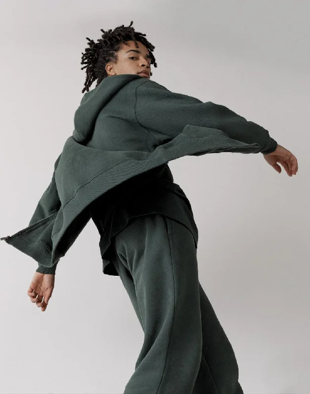 Easy Comfort Style The Oversized Zip Hoodie in Earth Green