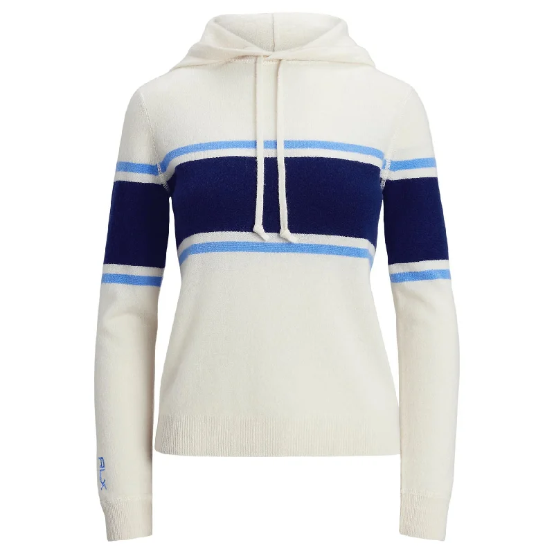 Easygoing Fashion Womens RLX Cashmere Stripe Hoodie Parchment Cream/Refined Navy - SS25