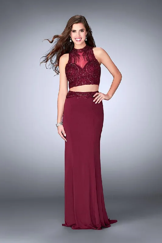 Cozy Fashion La Femme Gigi - 24051 Two-Piece Bead-Crusted Illusion Long Evening Gown