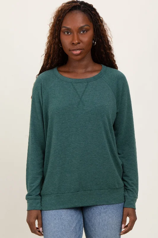 Sporty Wear Forest Green Basic Pullover Top