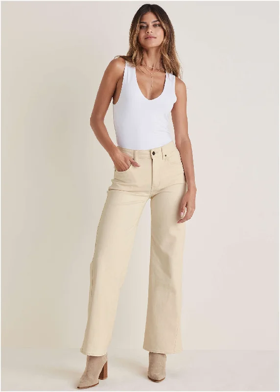 Soft Looks Wide Leg Jeans - Natural Wash