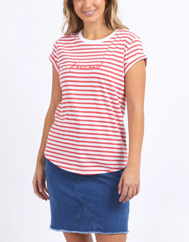 Casual Fit Signature Stripe Tee - Cayenne & White Stripe