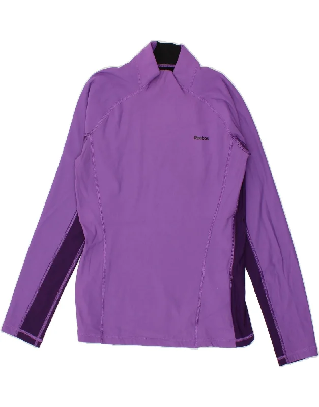 Effortless Dressing REEBOK Womens Top Long Sleeve UK 12 Medium Purple Colourblock Nylon