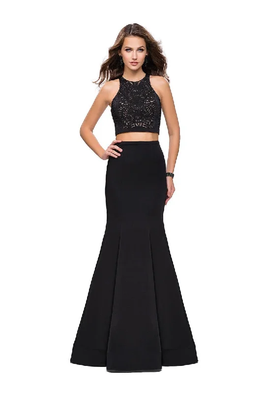 Trendy Layers La Femme - 25759 Two Piece Cutout Jersey Trumpet Dress