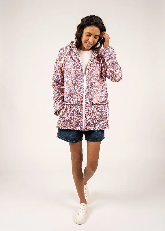 Timeless Style ST GABRIELLE - Waterproof Patterned Rain Jacket with Fancy Drawstrings (CAP INDIGO)