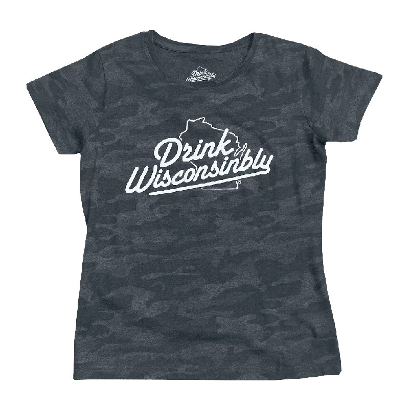 Comfortable Jackets Women's Black Camo T-Shirt