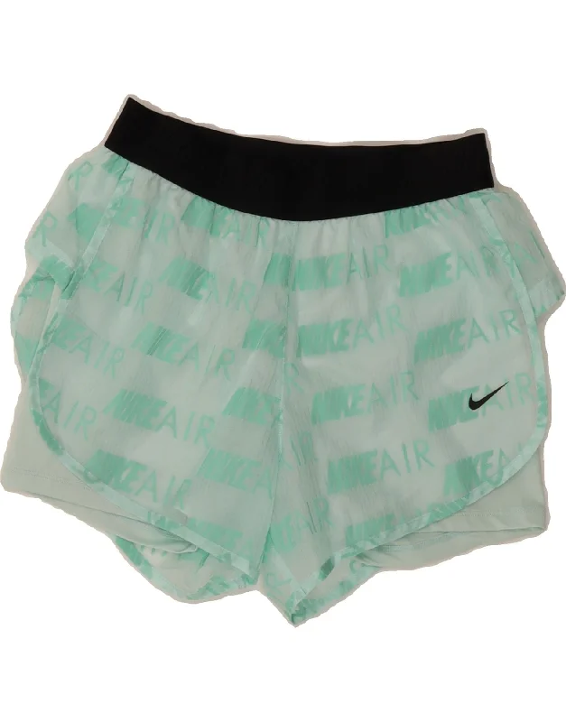 Versatile Casuals NIKE Womens Graphic Sport Shorts UK 10 Small Turquoise Polyester
