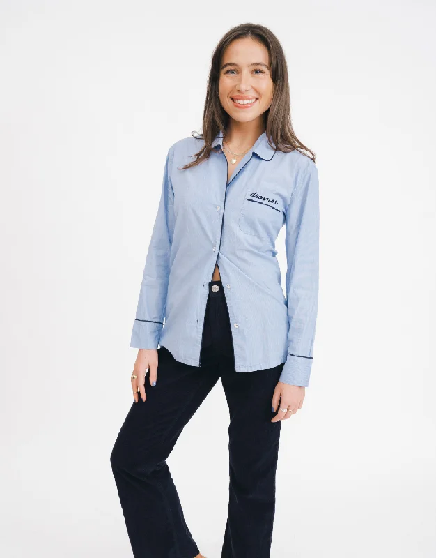 Comfortable Sweaters Dreamer Solid Upcycled Embroidered Shirt