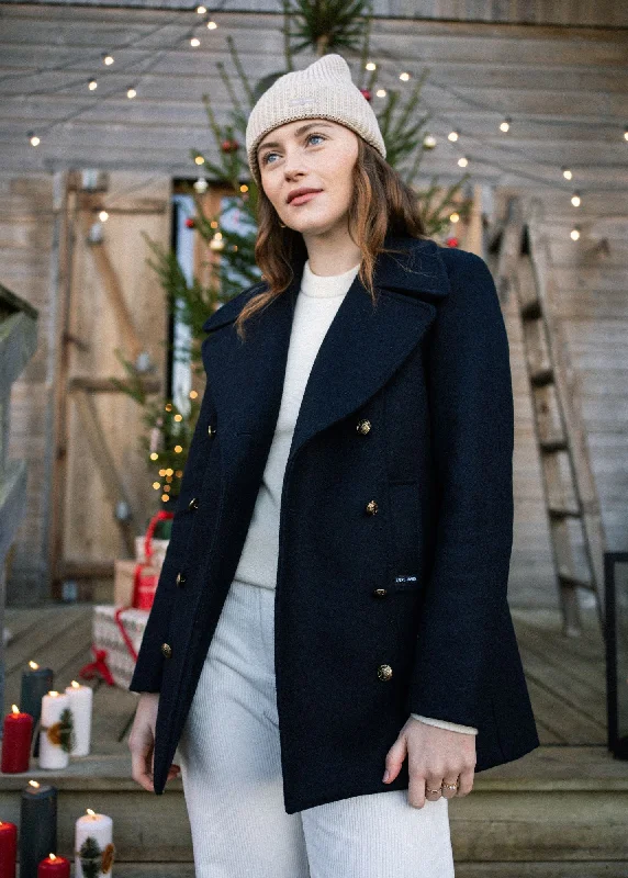 Easy Wear Chic VOILURE II - Authentic Peacoat for Women | 100% Wool (NAVY)