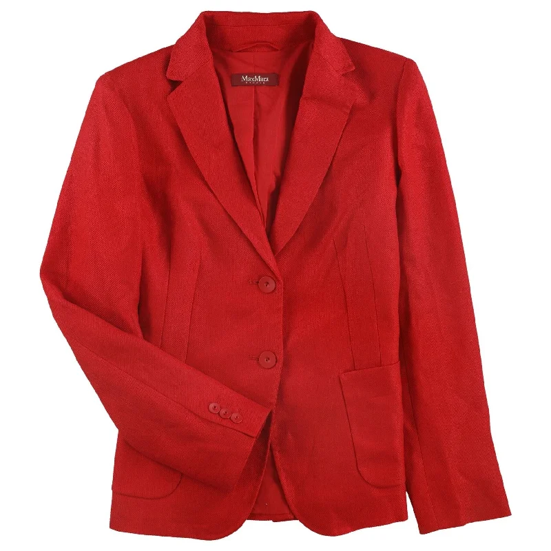 Soft Trends MaxMara Womens Solid Two Button Blazer Jacket, Red, 10